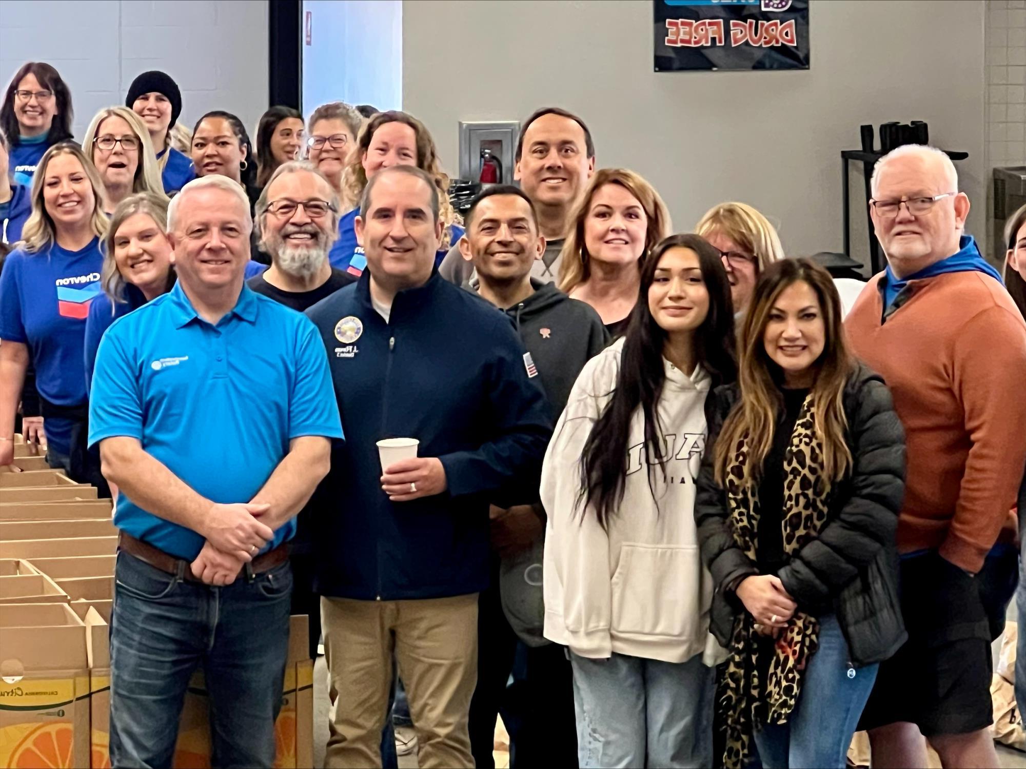 Serving at the Thanksgiving Basket Project at Standard Middle School, along with partners at Chevron and Bakersfield North Rotary.